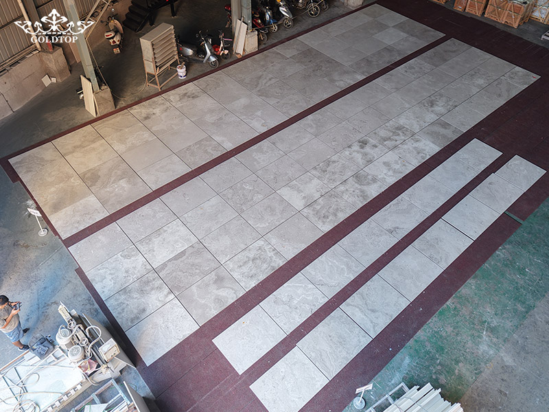 For a U.S. hotel project, Cross Cut White Wood Marble was fabricated into specification panels.