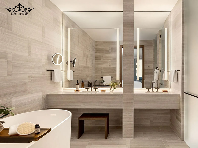 White Wood Marble was also used for bathroom wall and floor specification panels for the Park Hyatt New York project.