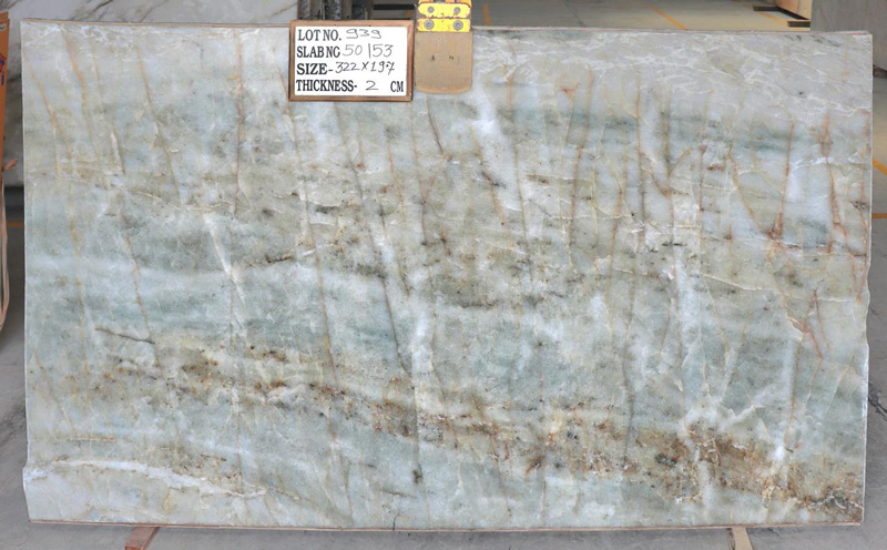 Aqua Cristallo Quartzite Slab for Countertops