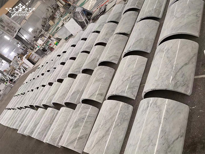 Curved carrara white marble tiles
