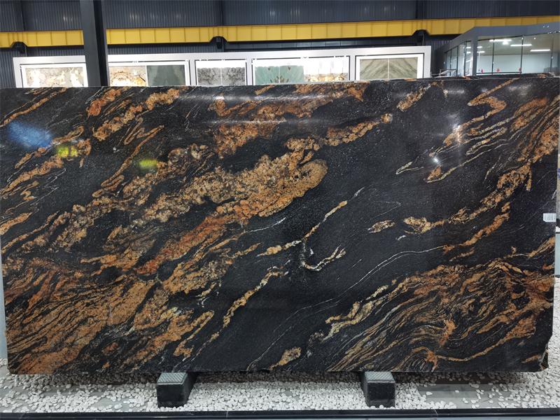 Black Quartzite With Gold Veins Slab Countertops