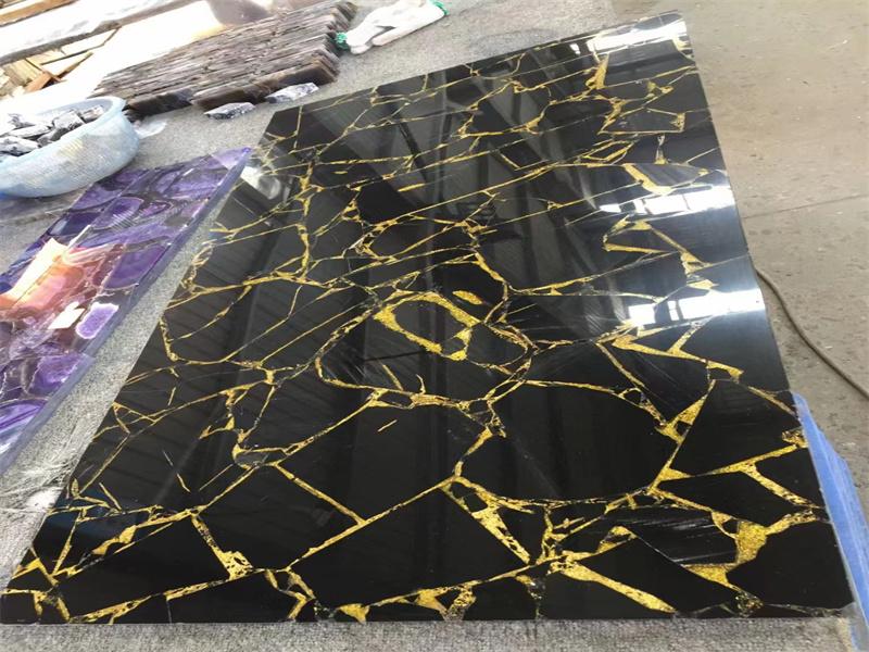 Black Obsidian Marble Tiles Countertops