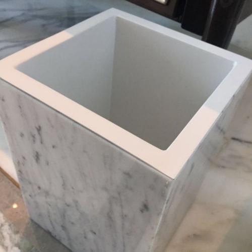 Square marble trash can