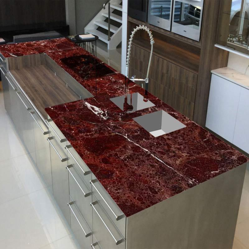 Red marble countertop