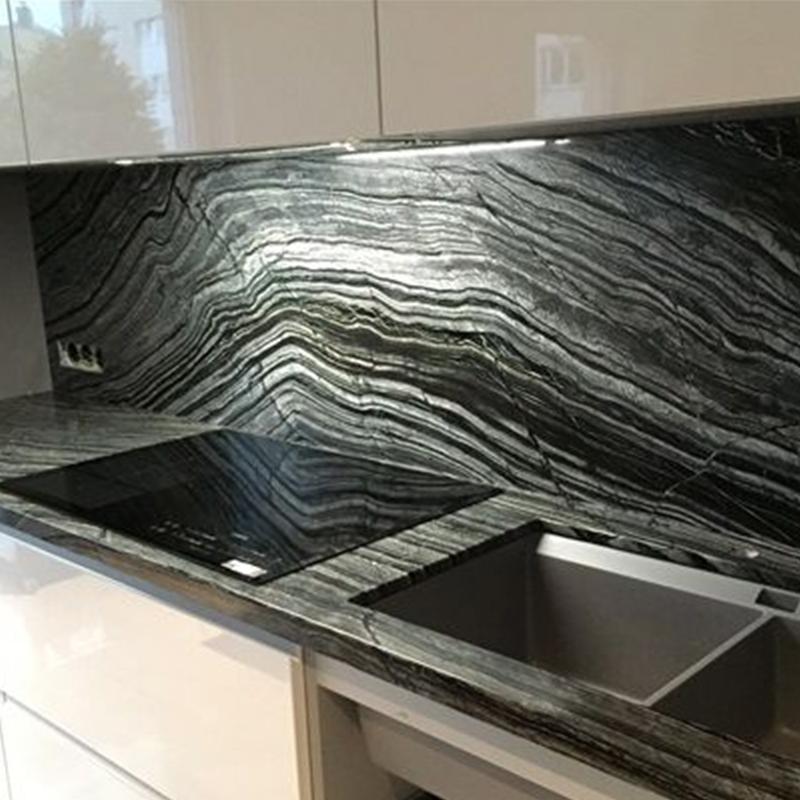 black marble countertop