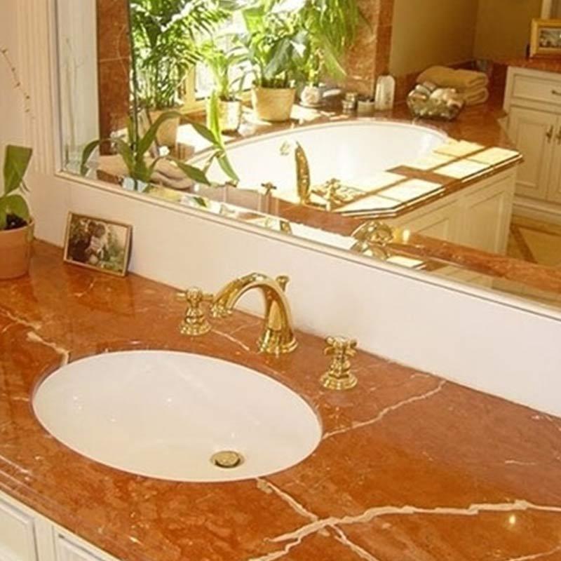 red marble countertop