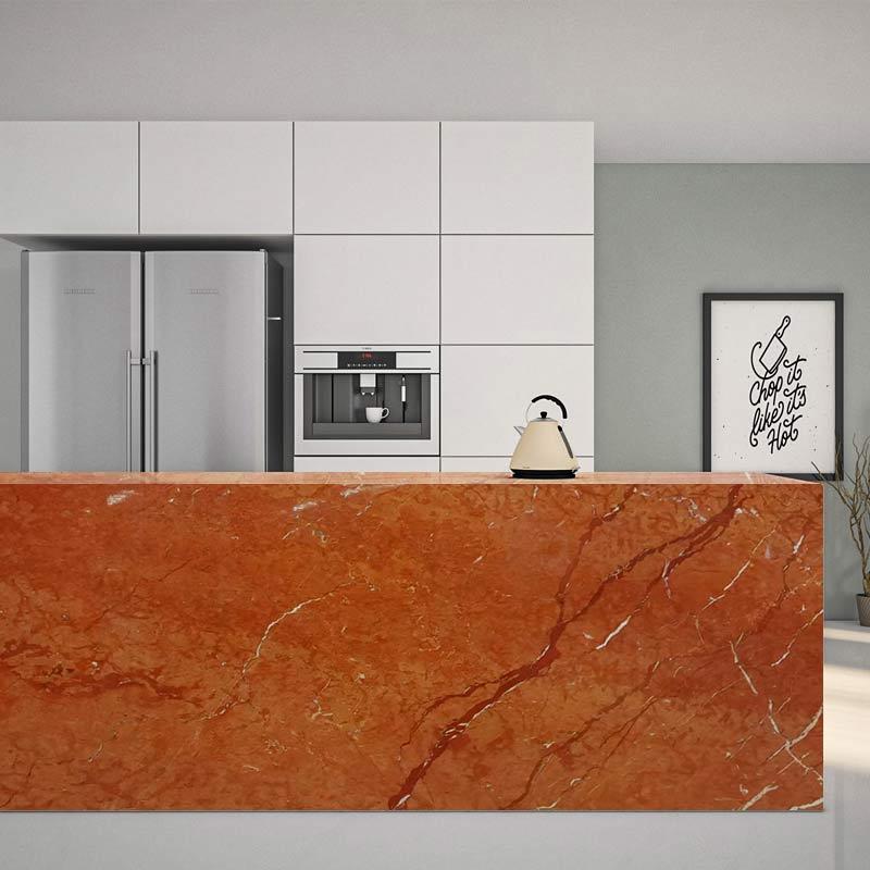red marble countertop