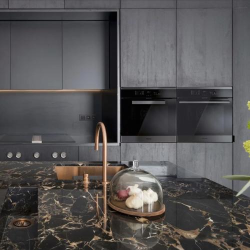 black marble countertop