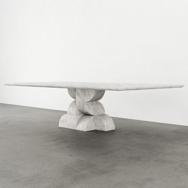 Modern White Square Marble Dining Table