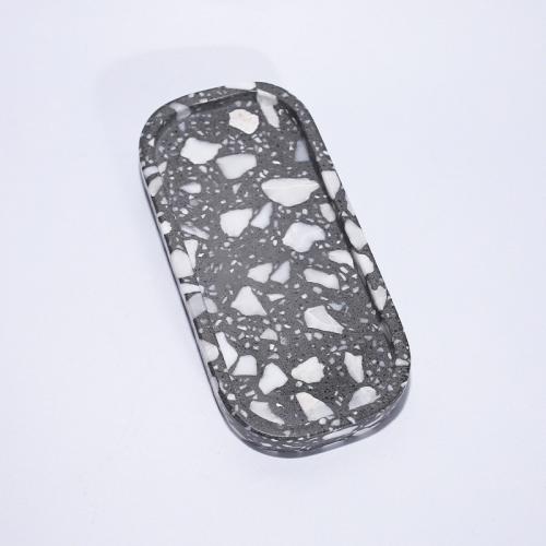 Gray Terrazzo Serving Oval Tray