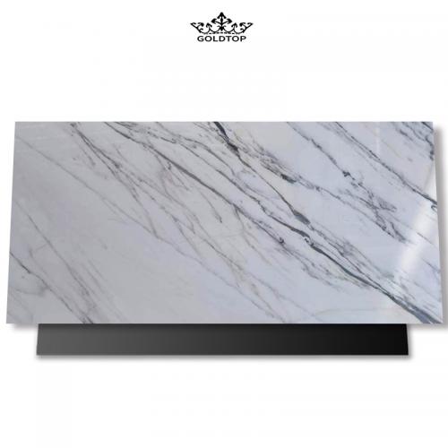 Glass White Marble With Cyan Veins