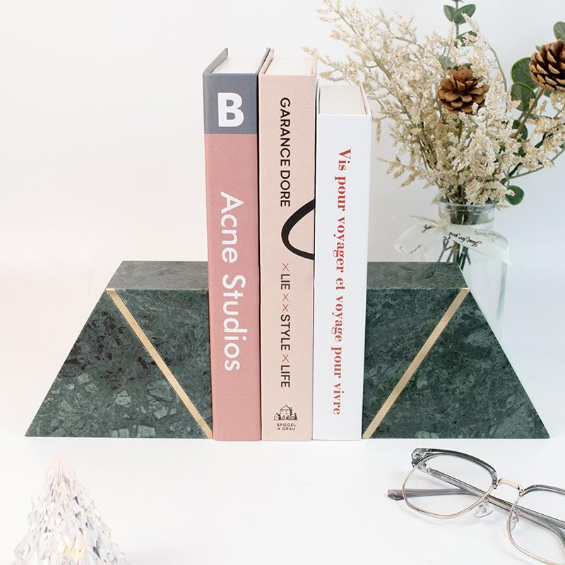 Green marble bookends