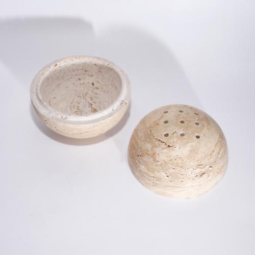 Beige travertine sphere incense burner